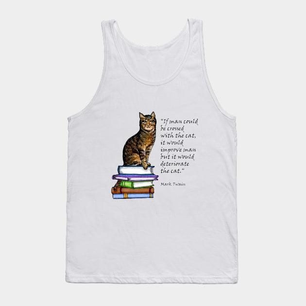 Mark Twain Cat Quote Tank Top by katydidkay